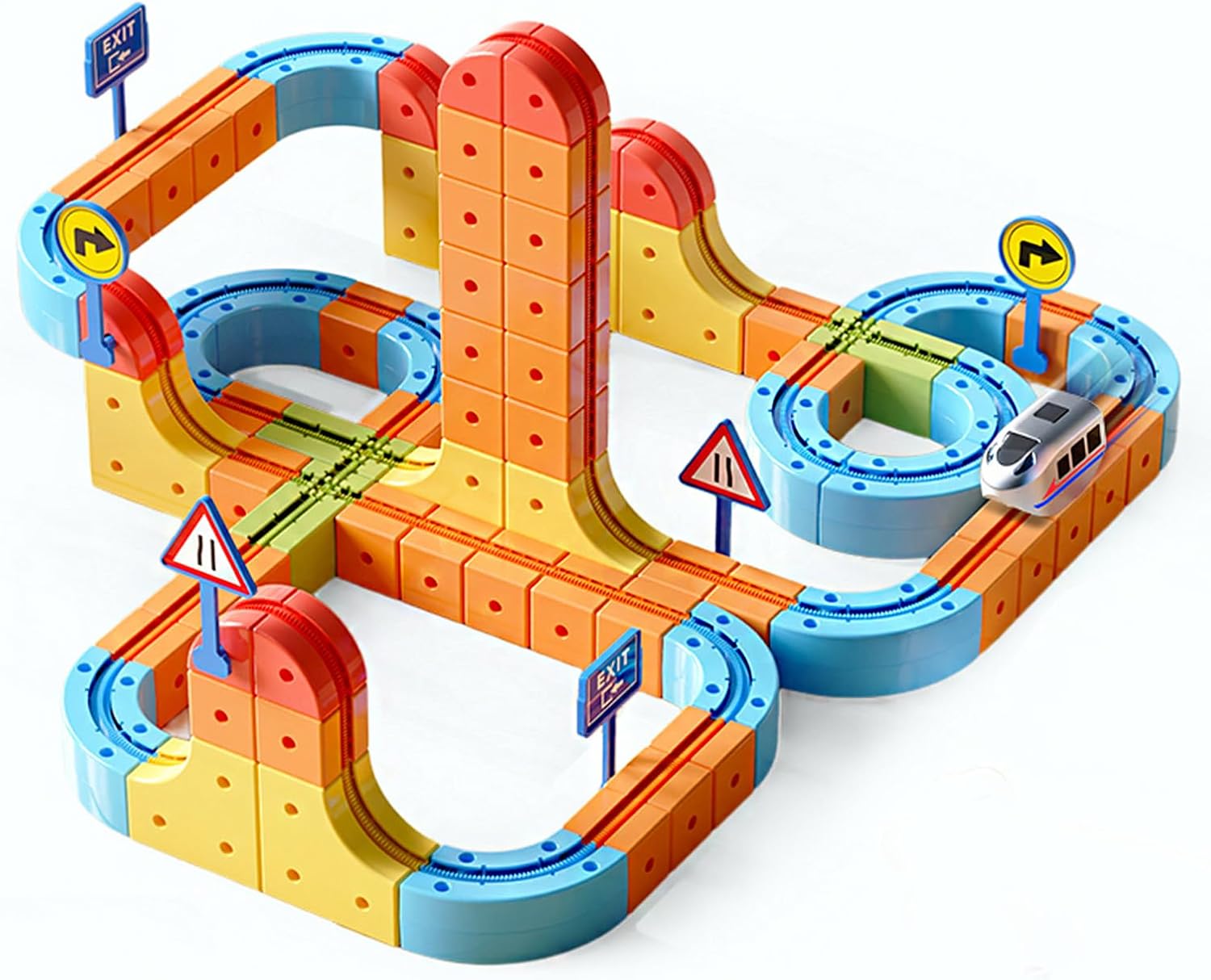 Stemly Electric Train Set,Car Track for Toddlers, for Kids 3 4 5 6 7 8 Years Old,Gravity-Defying 3D Embedded Layouts & Motorized Car,STEM Learning Toy Gift for Toddlers Birthday