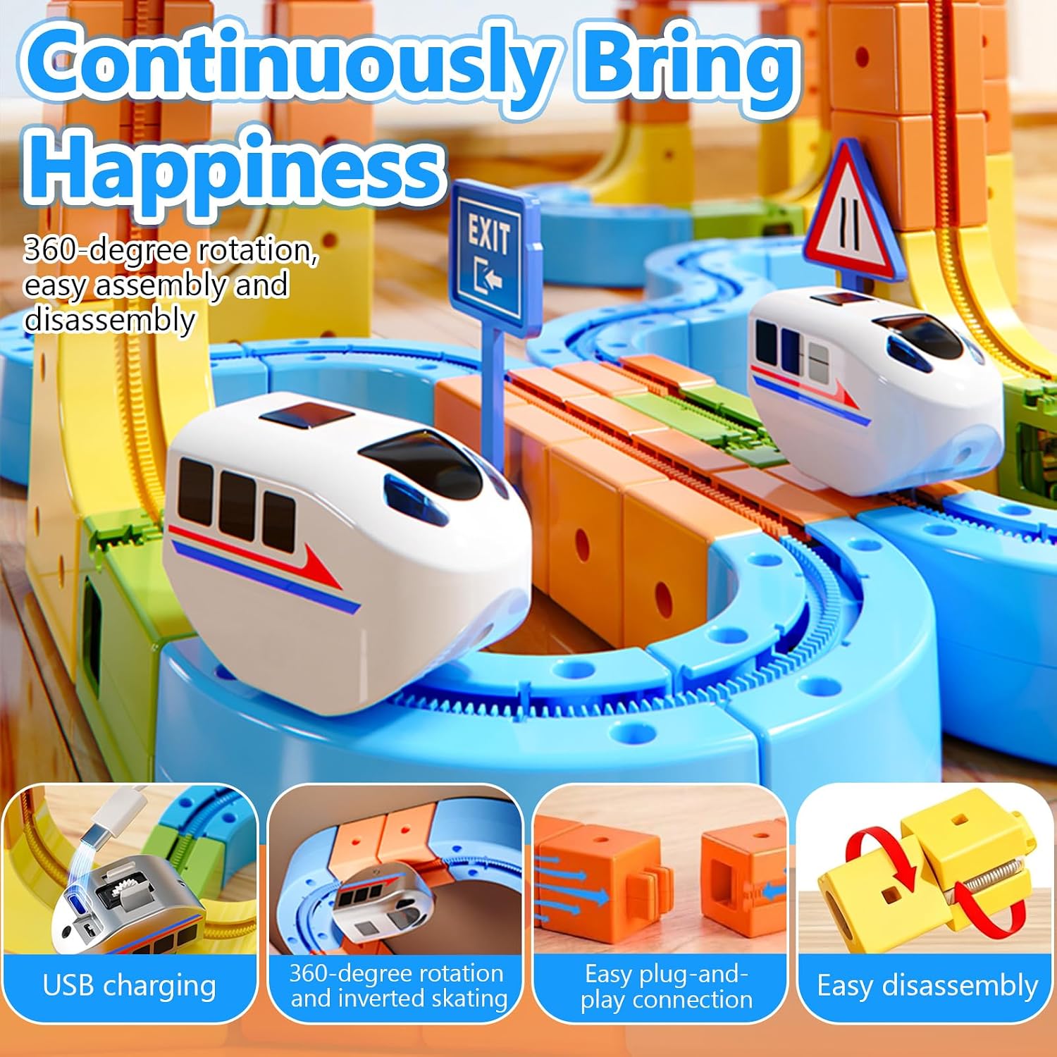 Stemly Electric Train Set,Car Track for Toddlers, for Kids 3 4 5 6 7 8 Years Old,Gravity-Defying 3D Embedded Layouts & Motorized Car,STEM Learning Toy Gift for Toddlers Birthday - Image 4