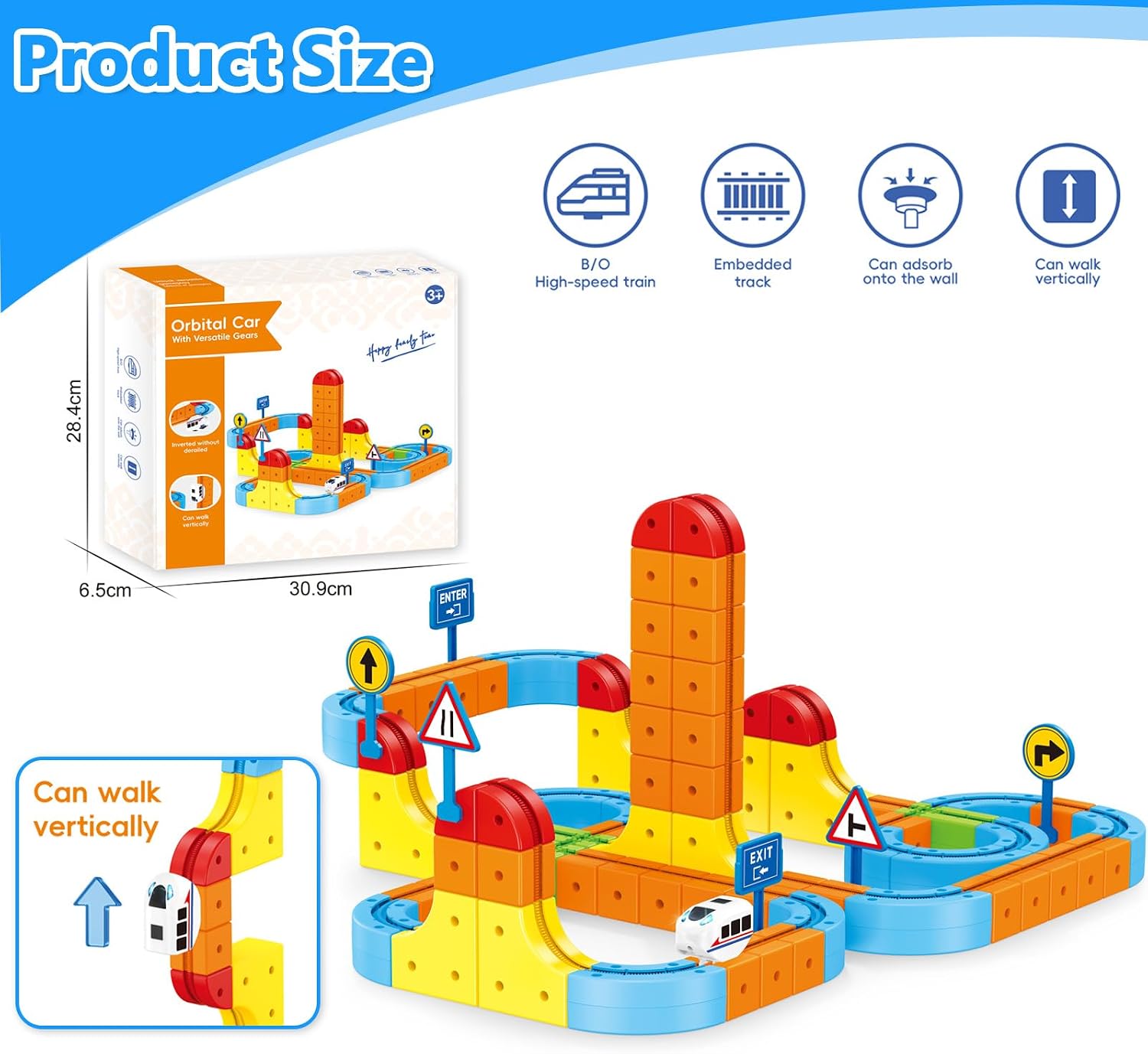 Stemly Electric Train Set,Car Track for Toddlers, for Kids 3 4 5 6 7 8 Years Old,Gravity-Defying 3D Embedded Layouts & Motorized Car,STEM Learning Toy Gift for Toddlers Birthday - Image 7